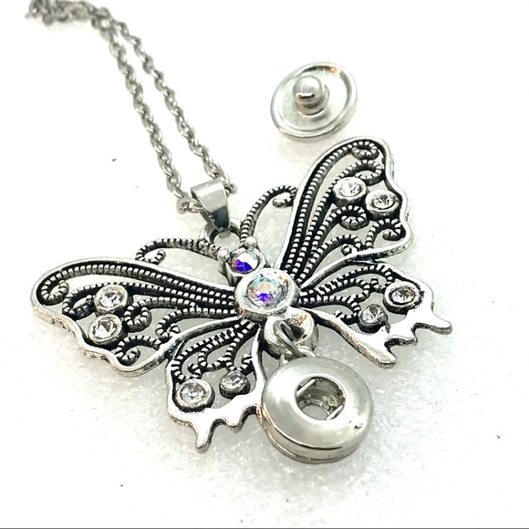 Necklace Butterfly handmade 12mm snap SN12 - Picture 2 of 4